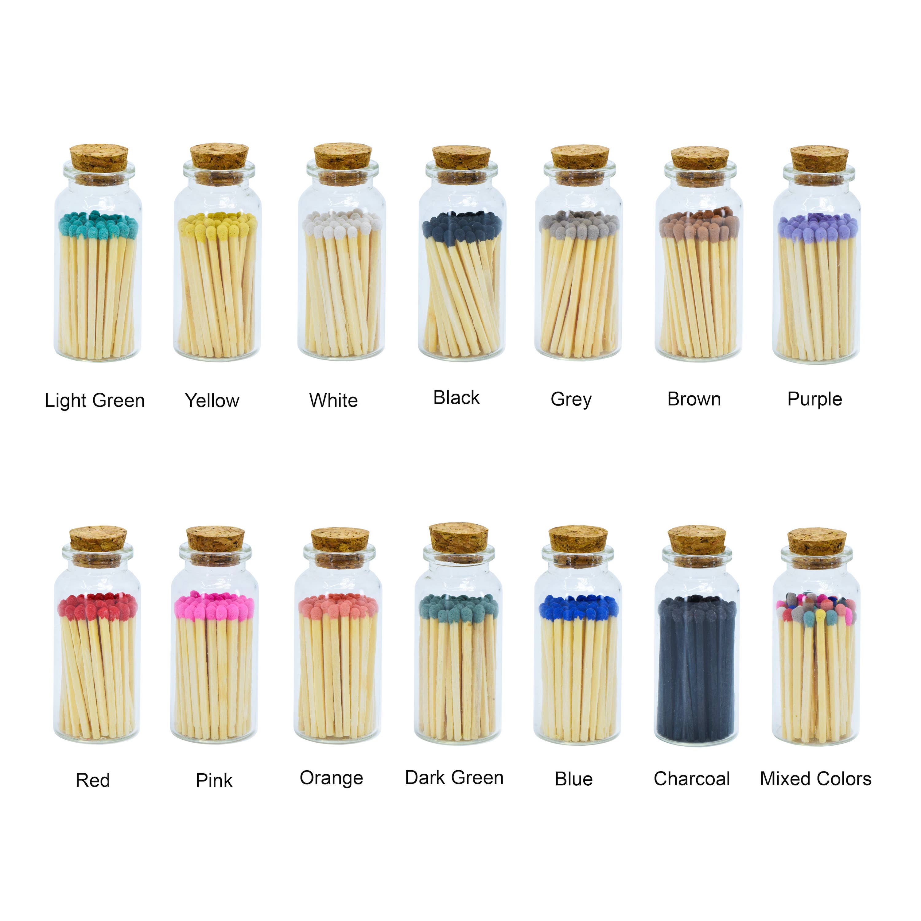 Small Match Bottles - Safety Matches in Jars - Brown/Black