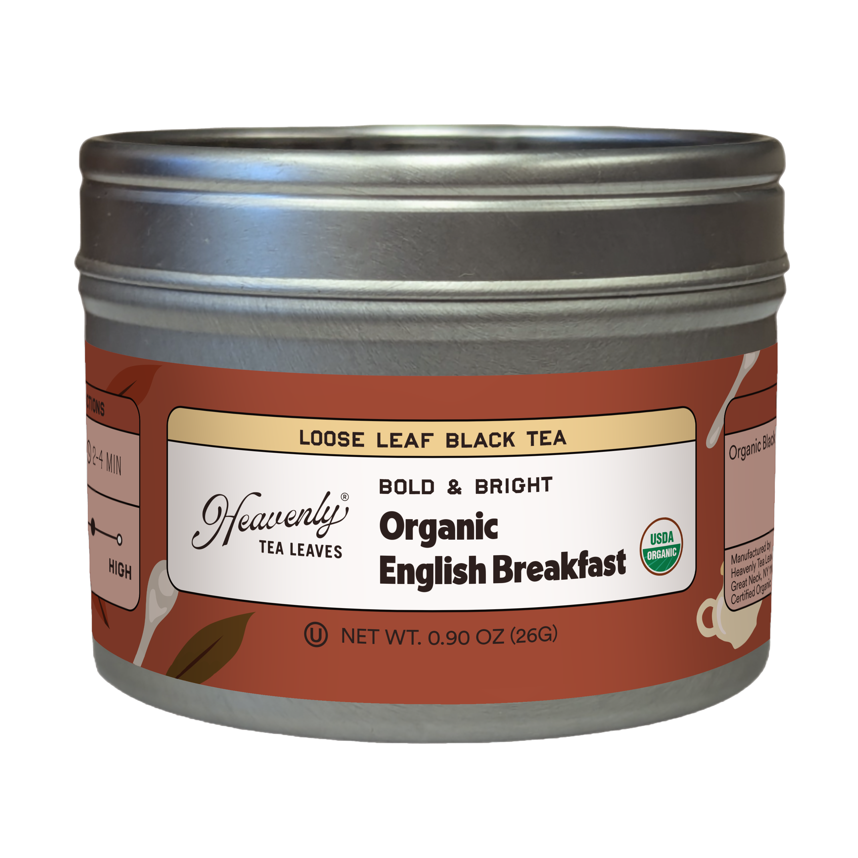Organic English Breakfast, Clear Top Loose Leaf Tea Tin