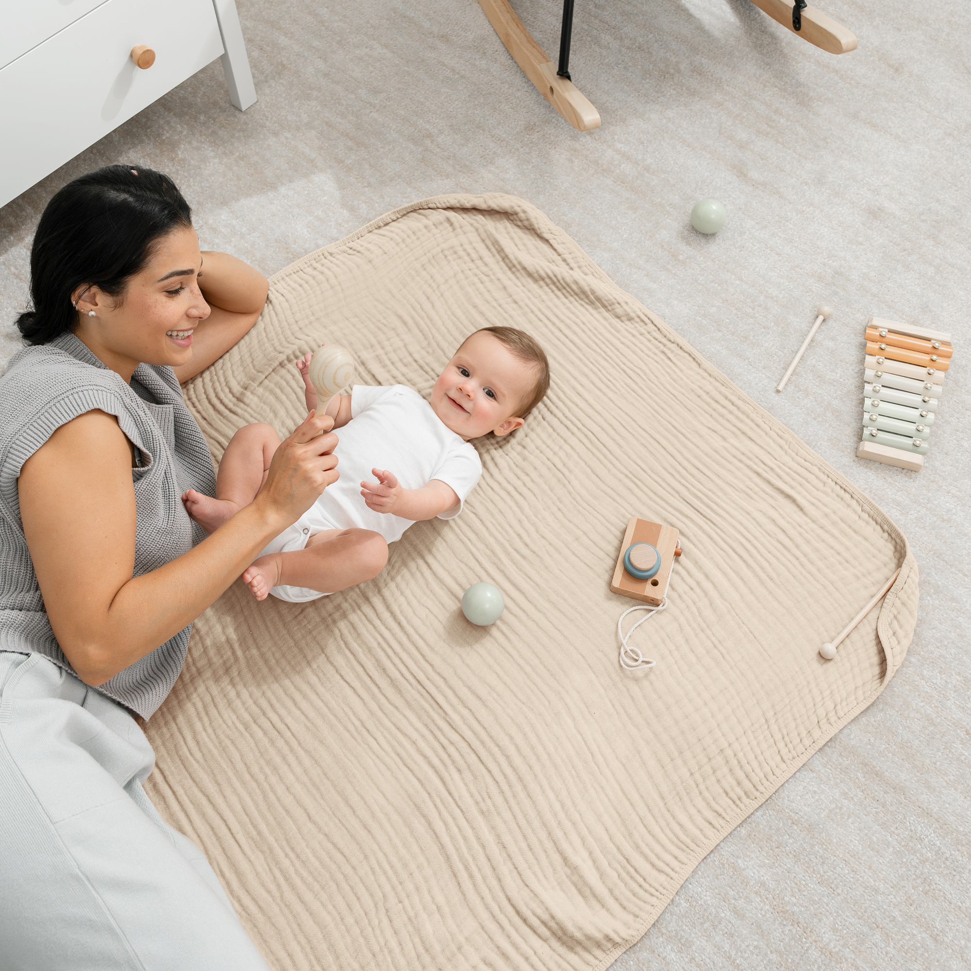 Muslin Baby Blanket, 40" x 40" Swaddle Blanket by Comfy Cubs