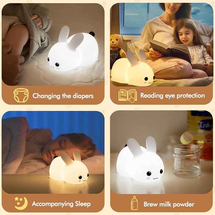 Perfect Gift Jade bunny Sleeping lamp light up silicone anim