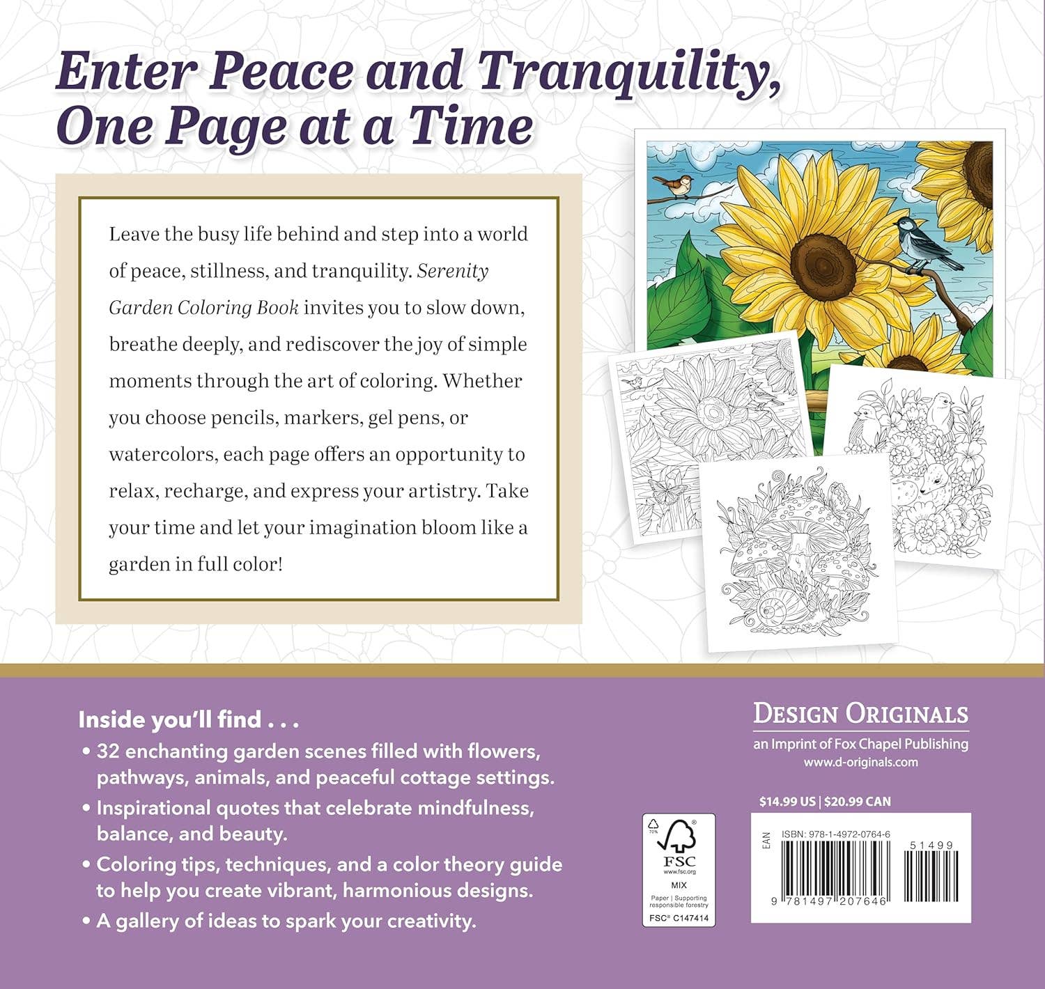 Serenity Garden Coloring Book -Scenes of Tranquility & Peace