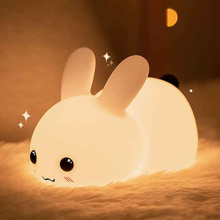 Perfect Gift Jade bunny Sleeping lamp light up silicone anim