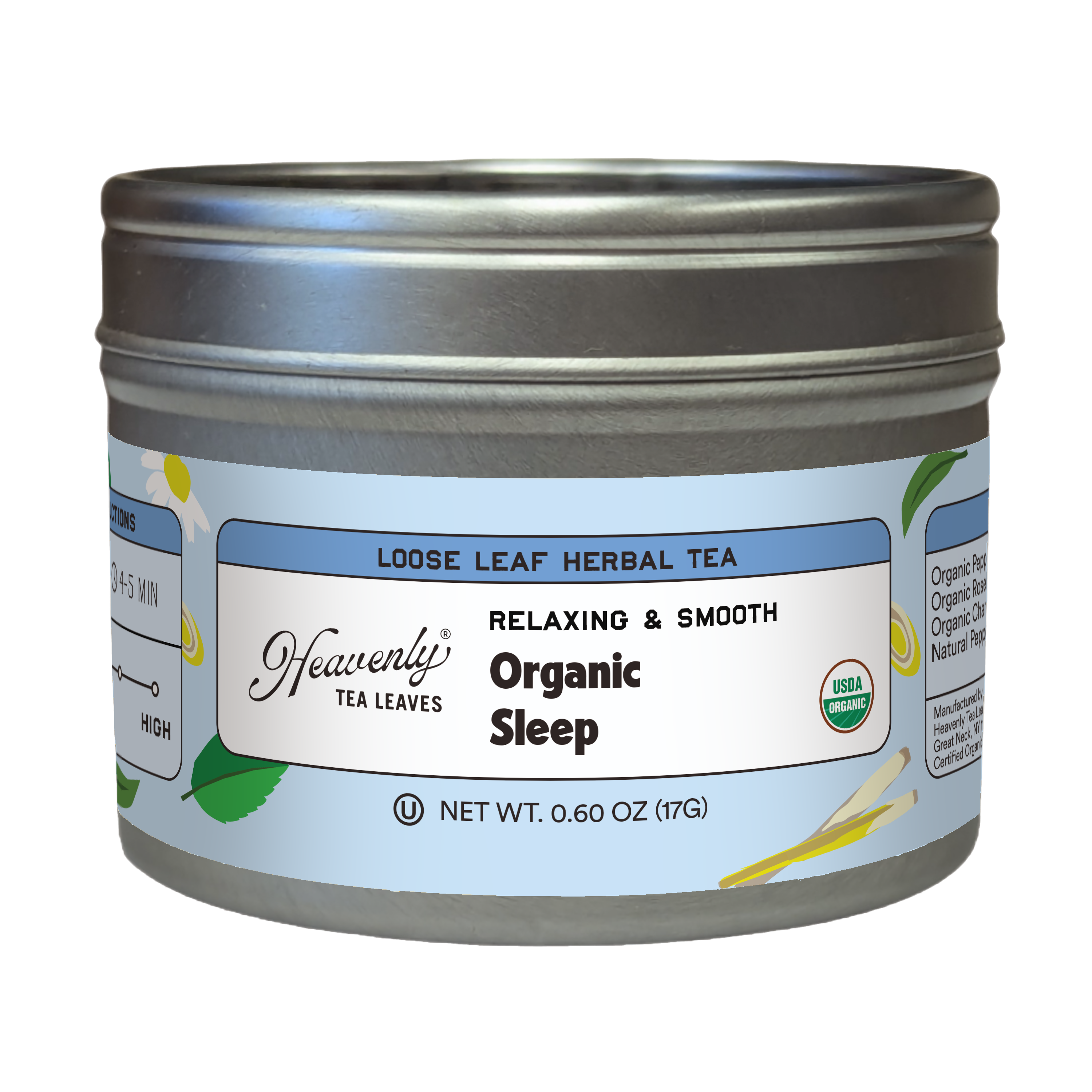 Organic Sleep, Clear Top Loose Leaf Herbal Tea Tin