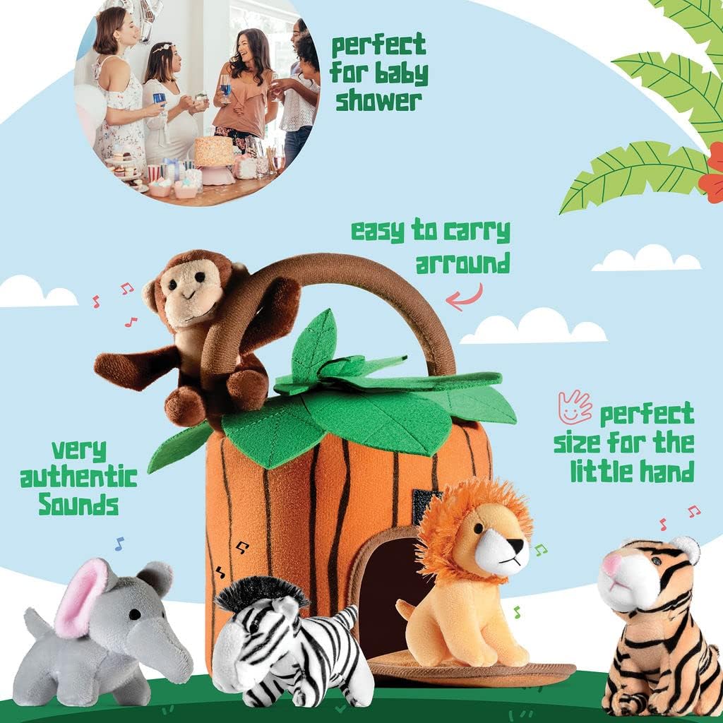 Plush Jungle Treehouse Set (Animals + Sounds)