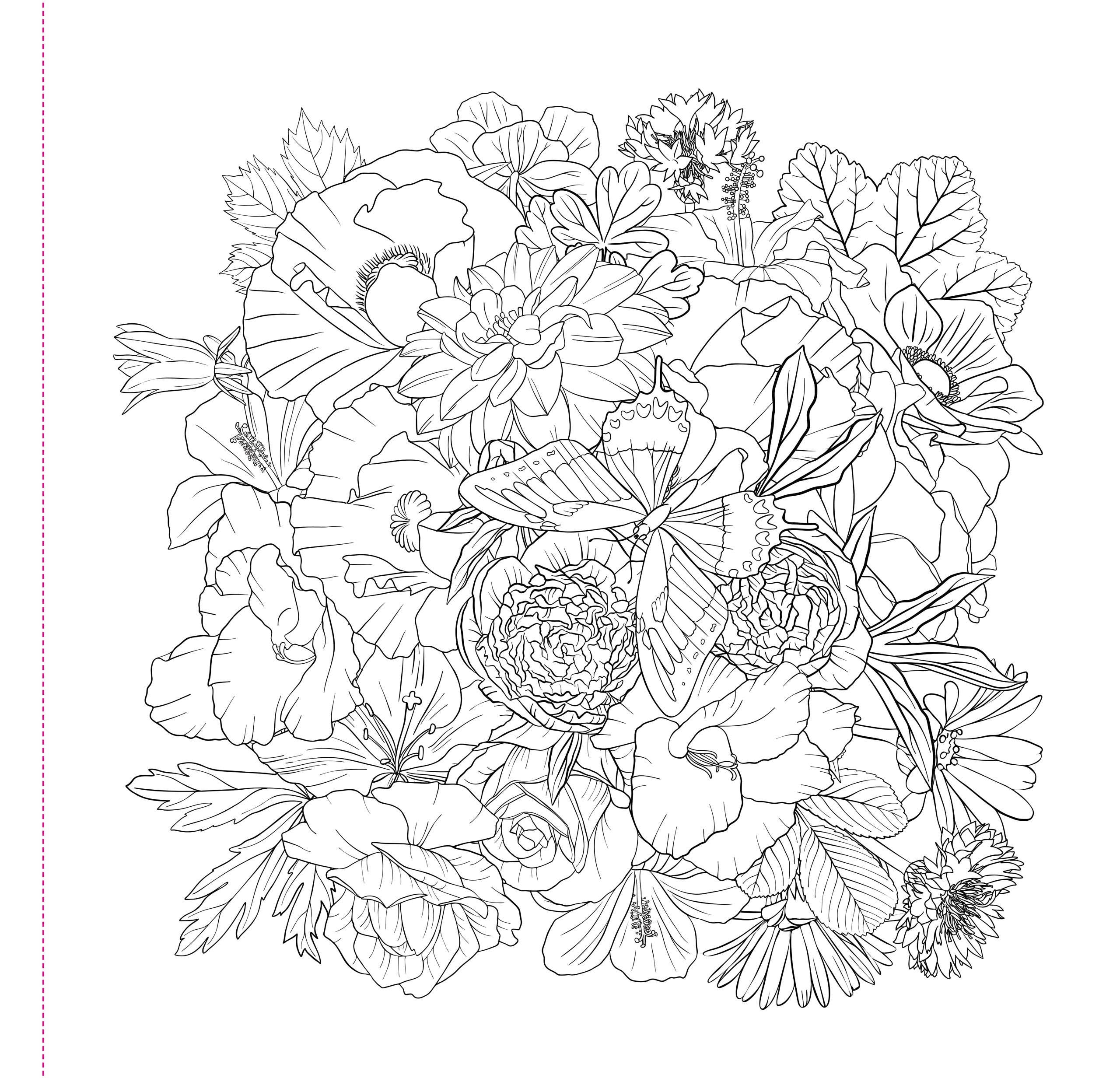 Wildflowers Adult Coloring Book,Wildflowers Adult Coloring Book