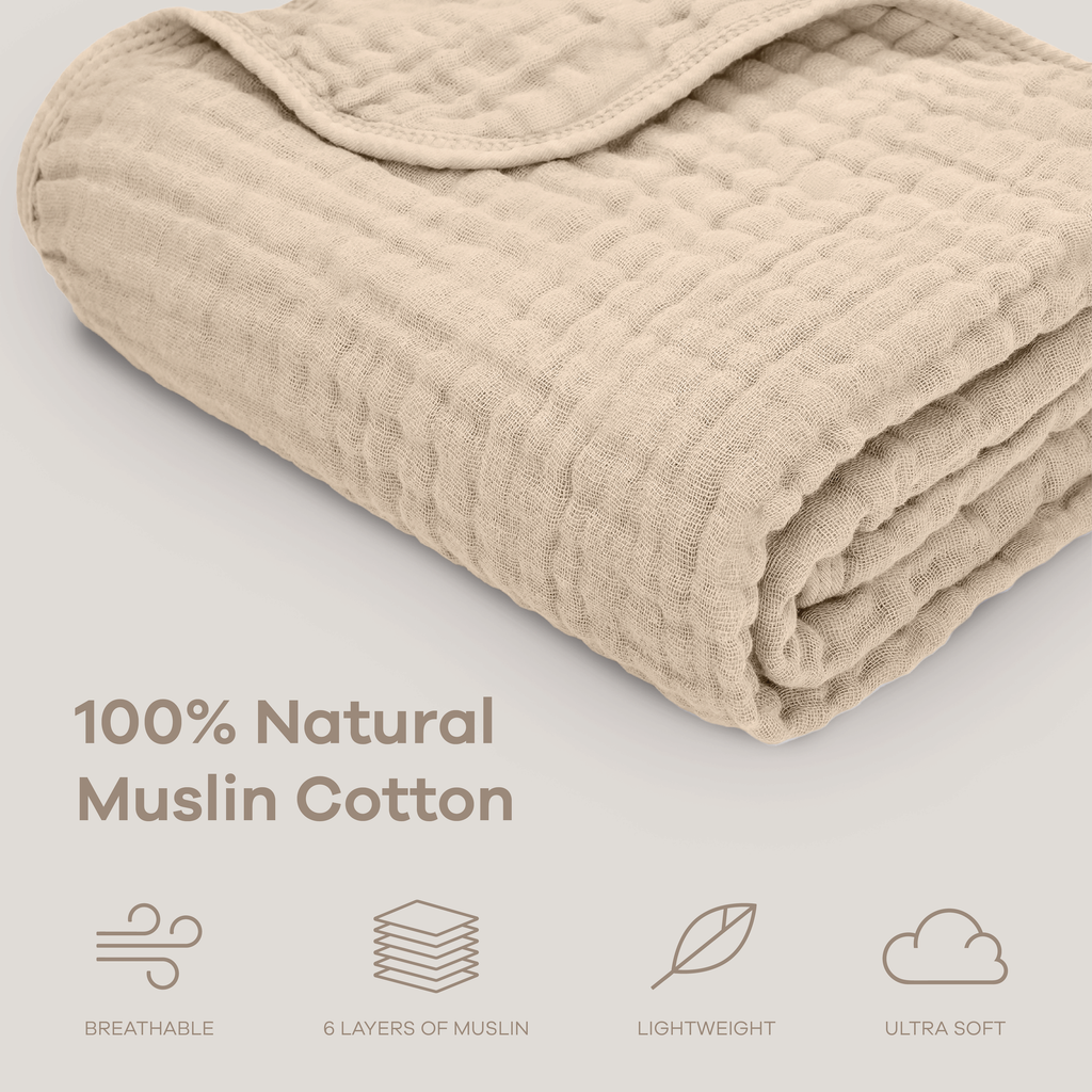 Muslin Baby Blanket, 40" x 40" Swaddle Blanket by Comfy Cubs