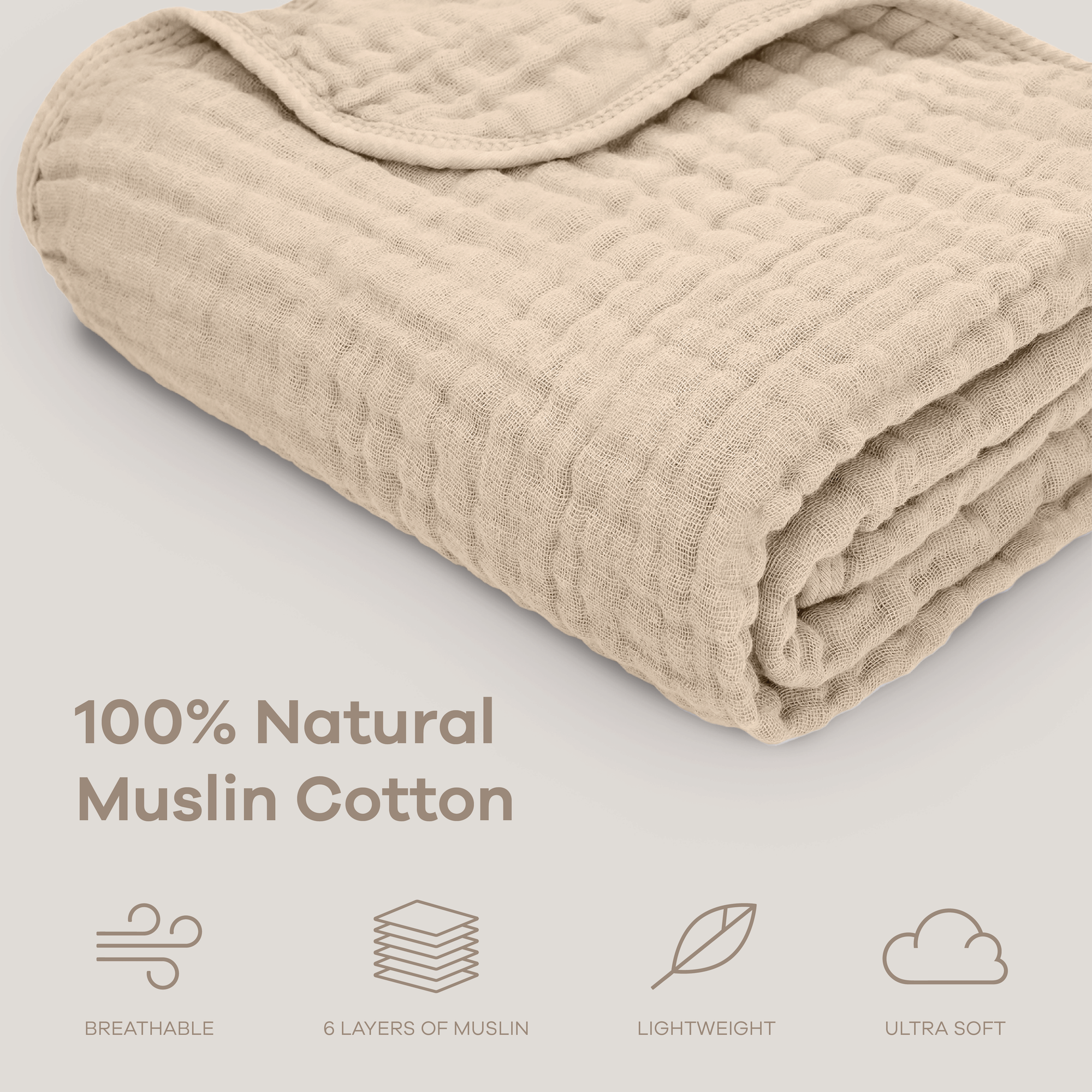 Muslin Baby Blanket, 40" x 40" Swaddle Blanket by Comfy Cubs