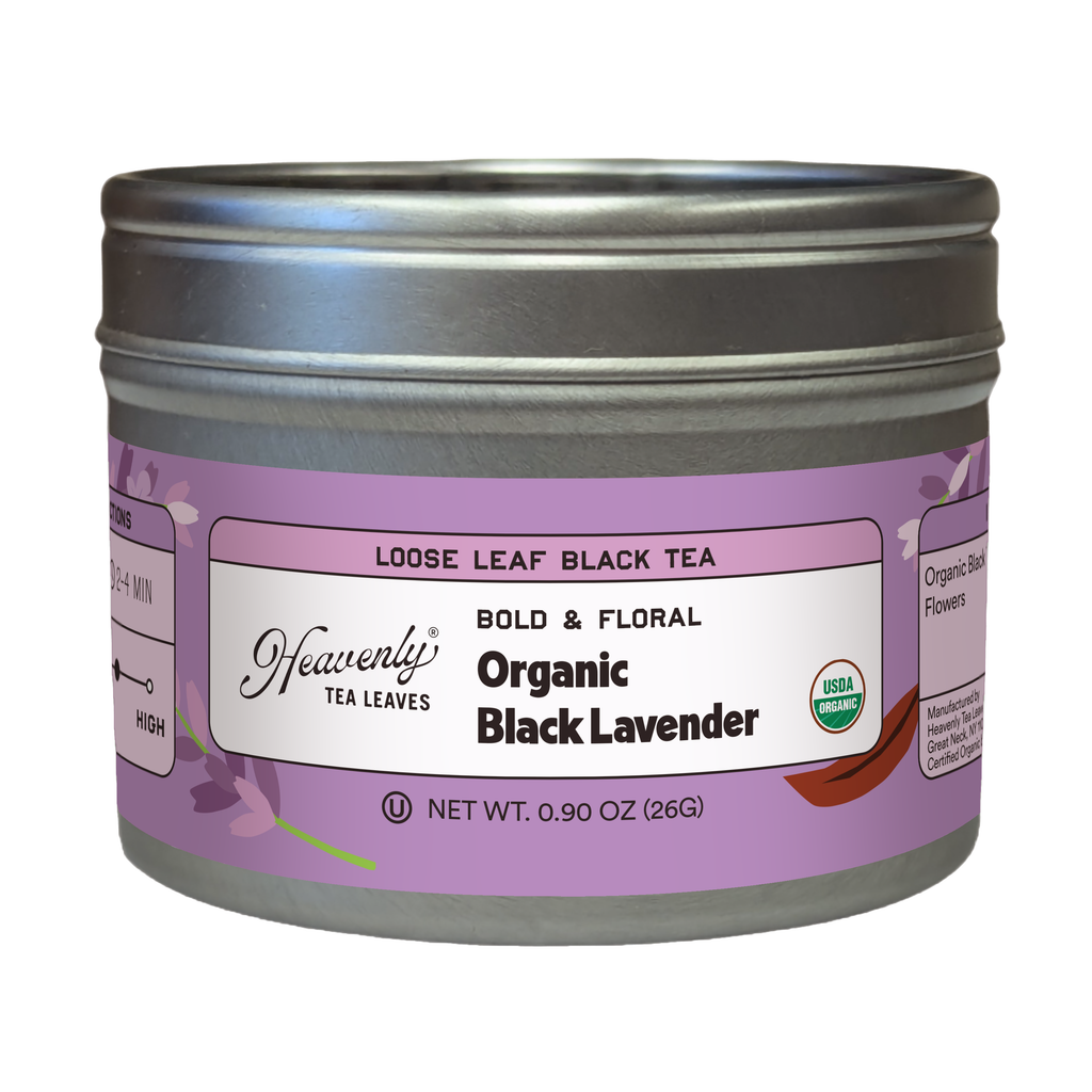 Organic Black Lavender, Clear Top Loose Leaf Black Tea Tin