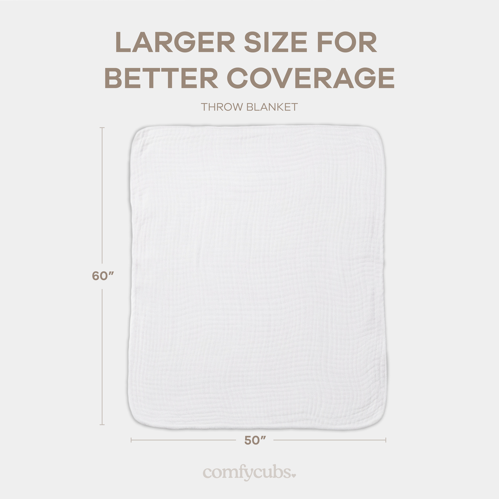 Muslin Baby Blanket, 40" x 40" Swaddle Blanket by Comfy Cubs