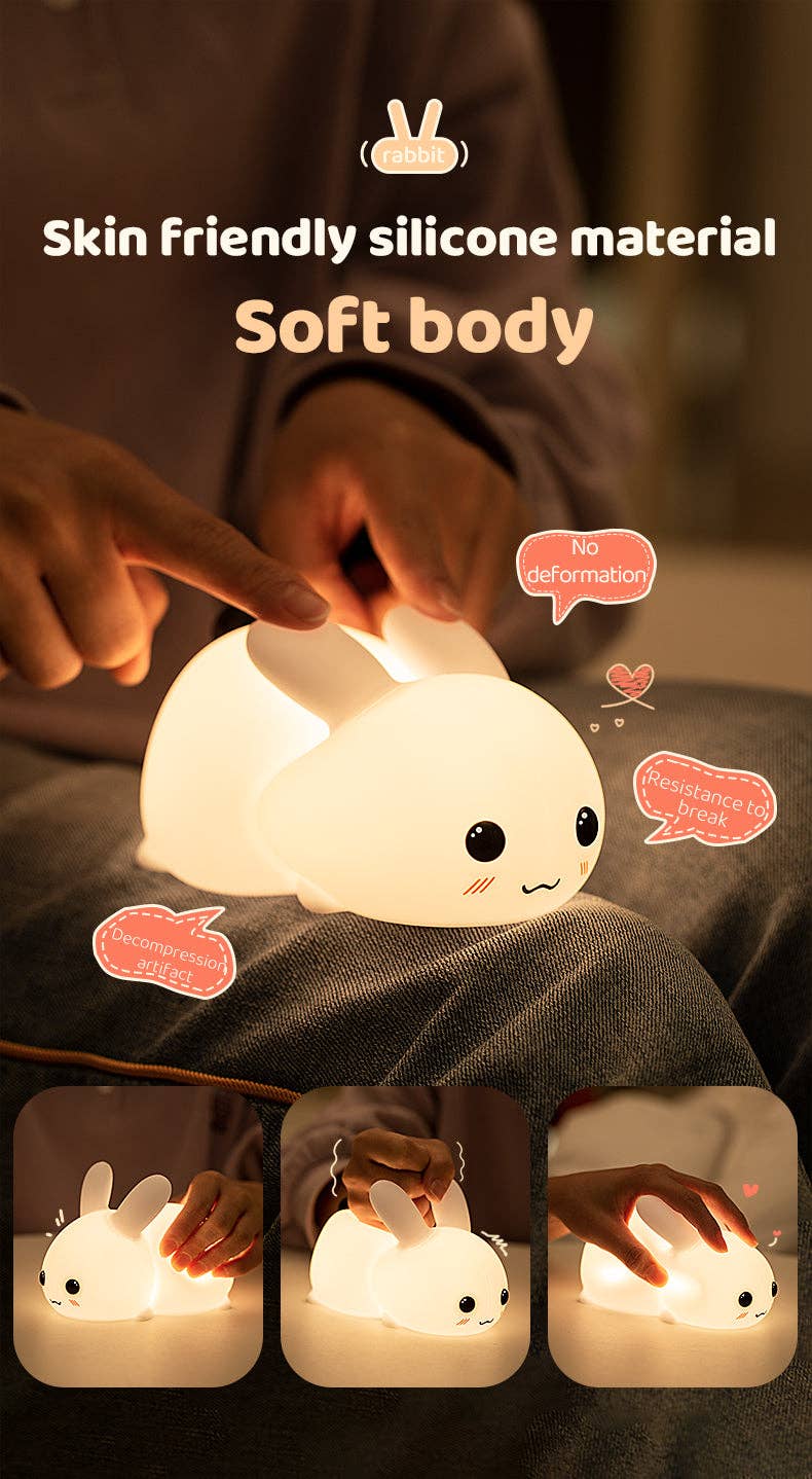 Perfect Gift Jade bunny Sleeping lamp light up silicone anim