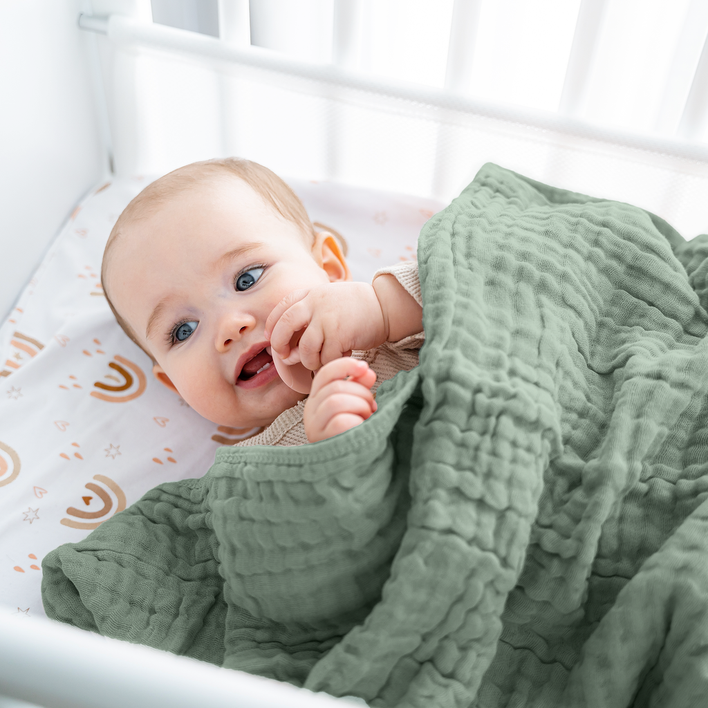 Muslin Baby Blanket, 40" x 40" Swaddle Blanket by Comfy Cubs