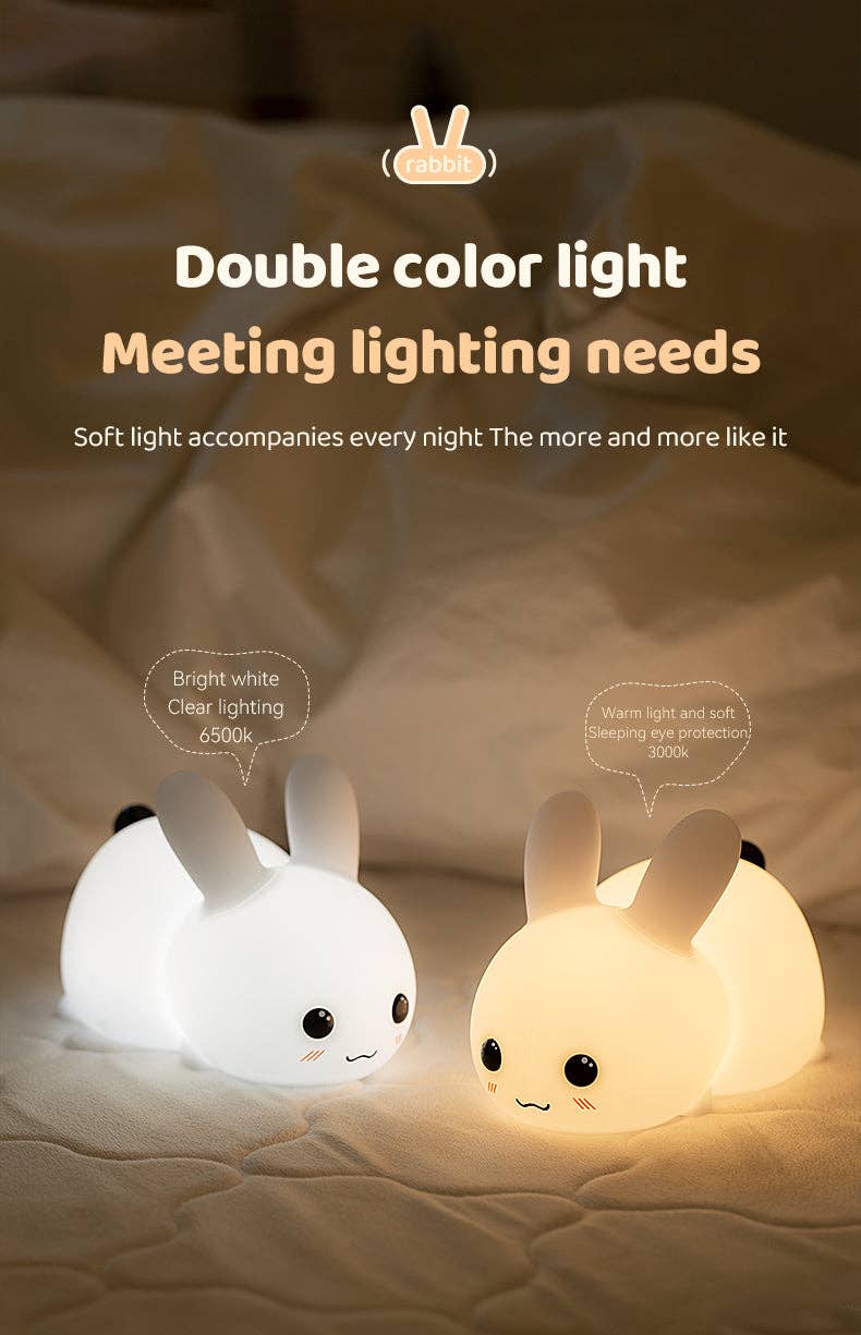 Perfect Gift Jade bunny Sleeping lamp light up silicone anim