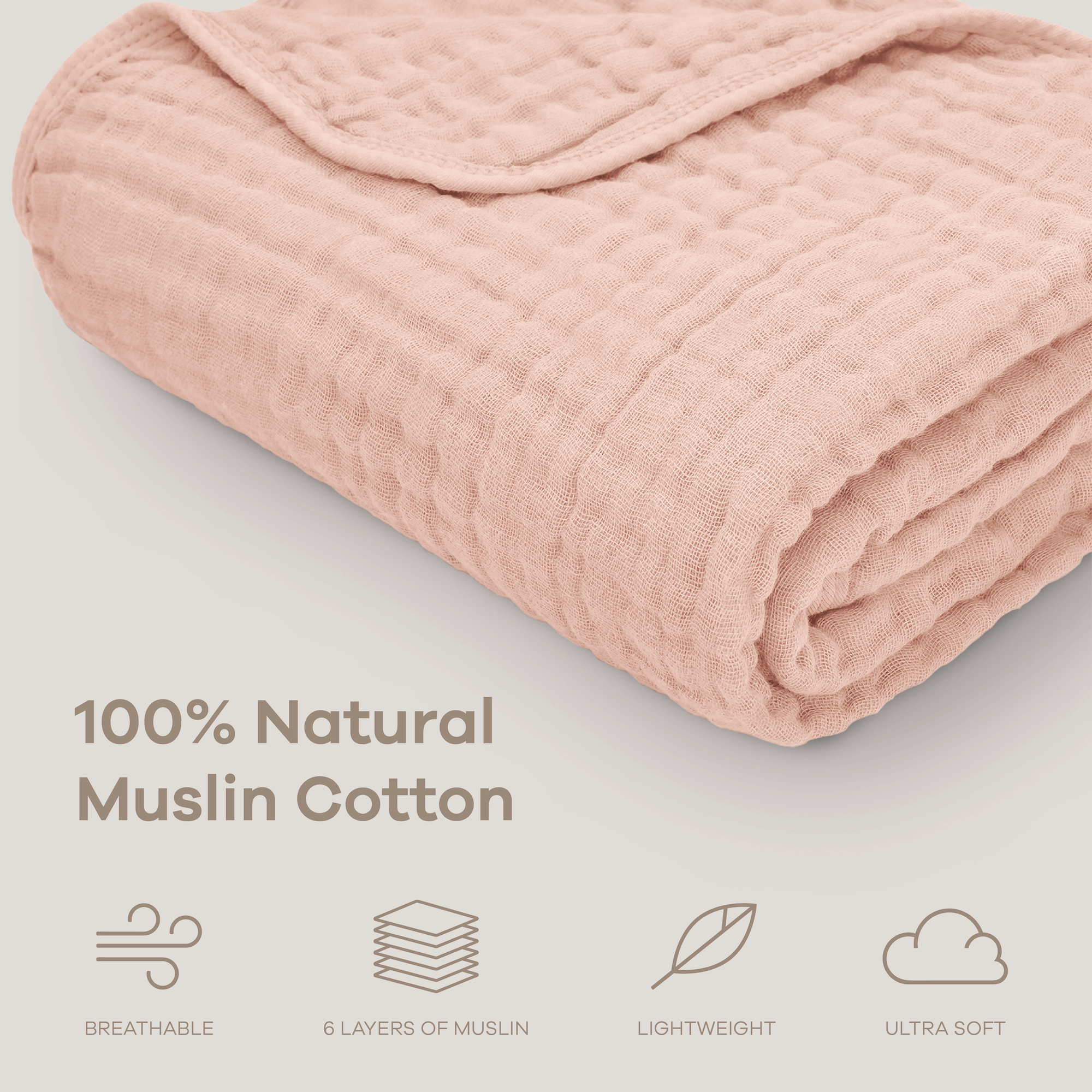 Muslin Baby Blanket, 40" x 40" Swaddle Blanket by Comfy Cubs