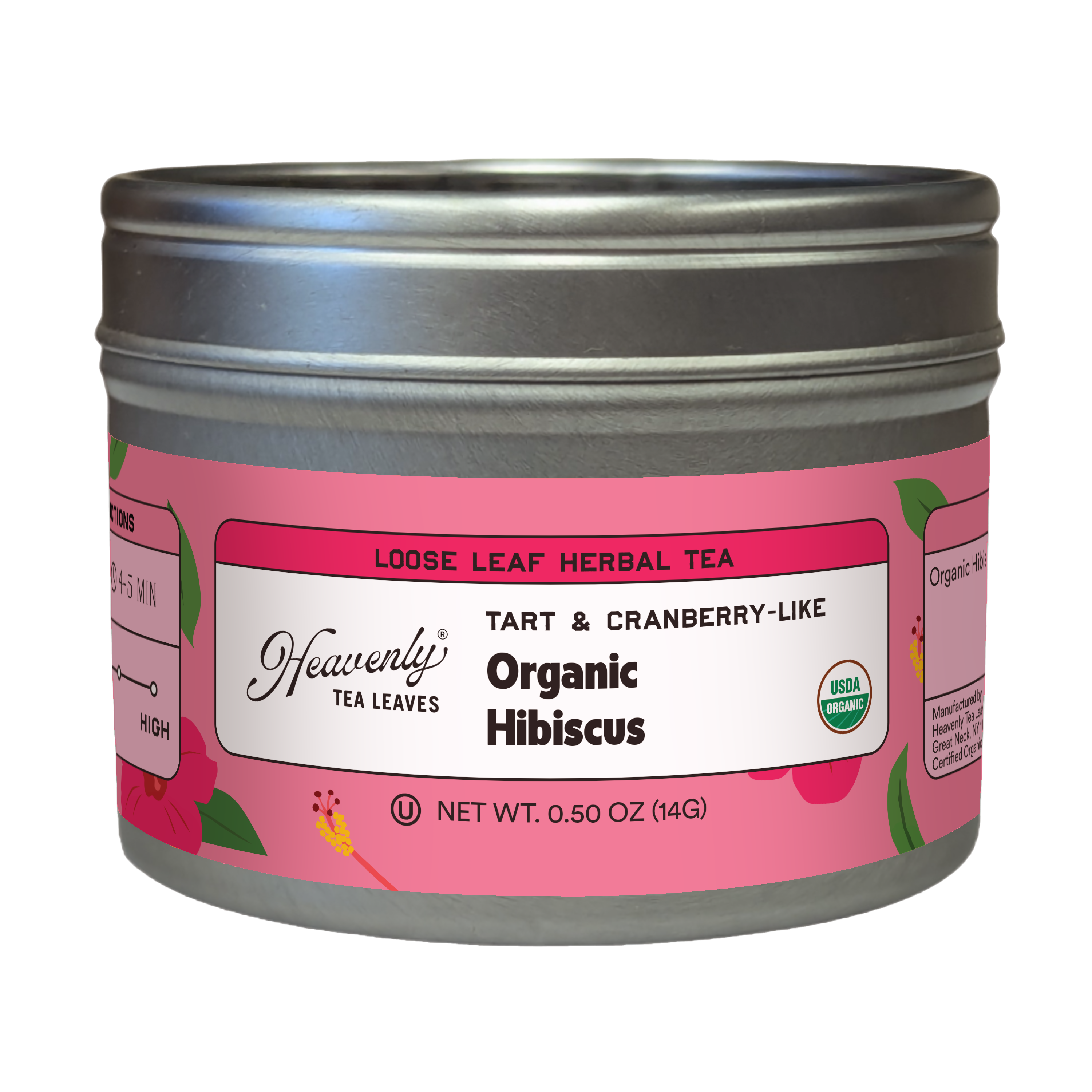 Organic Hibiscus, Clear Top Loose Leaf Herbal Tea Tin