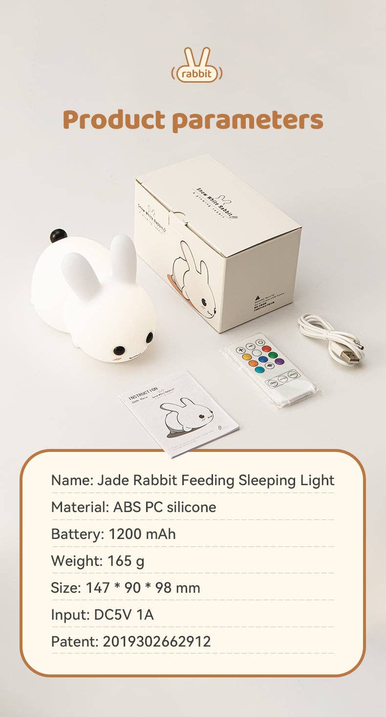 Perfect Gift Jade bunny Sleeping lamp light up silicone anim