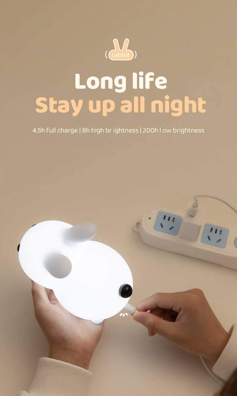 Perfect Gift Jade bunny Sleeping lamp light up silicone anim